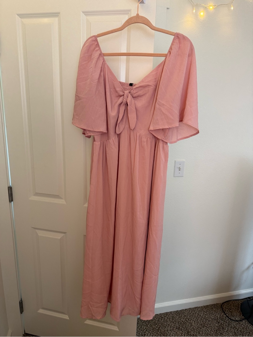 Women's Pink Tie-Front dress XL prettygarden